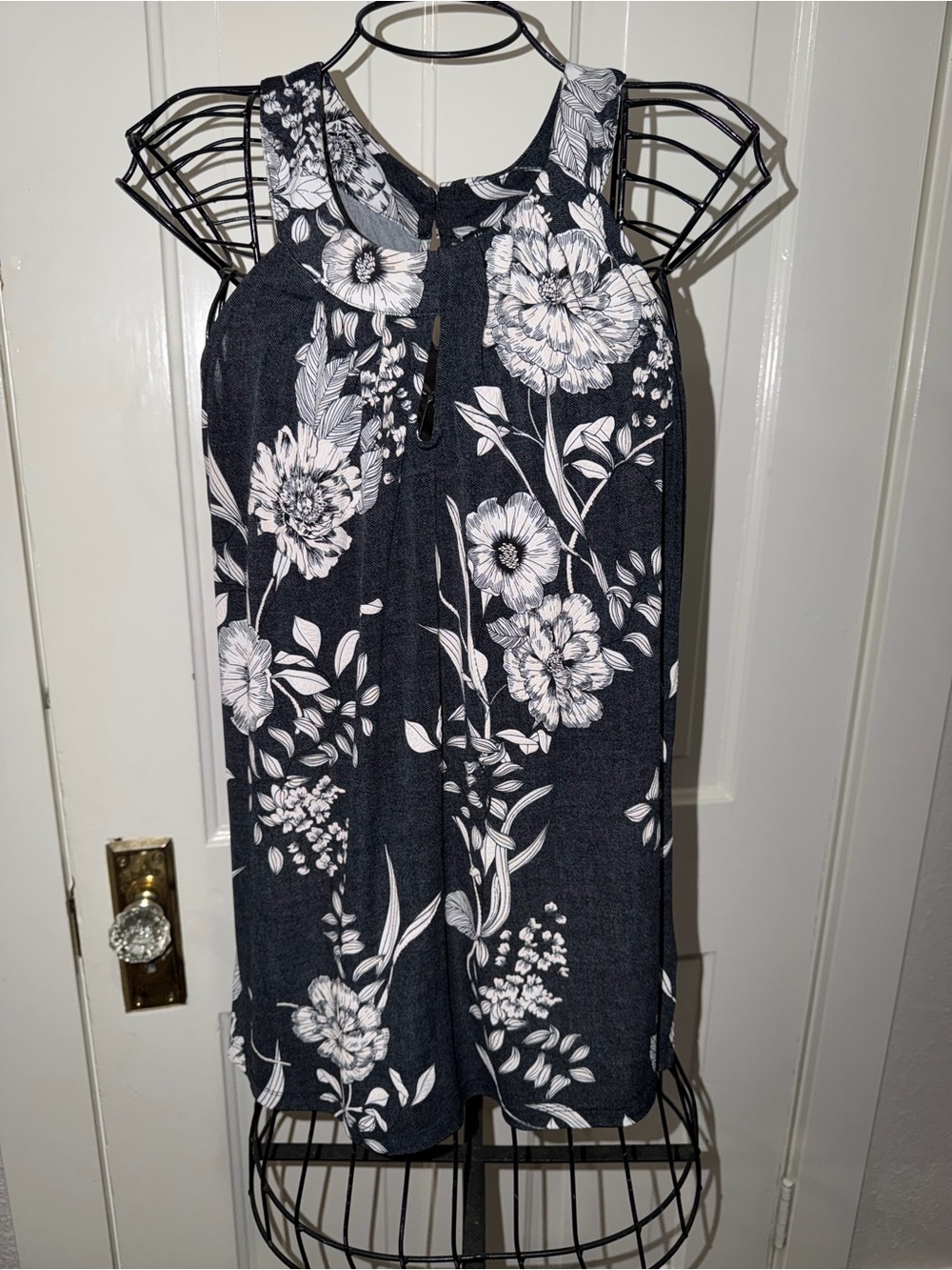 INC International Concepts Black and White Floral Sleeveless Dress